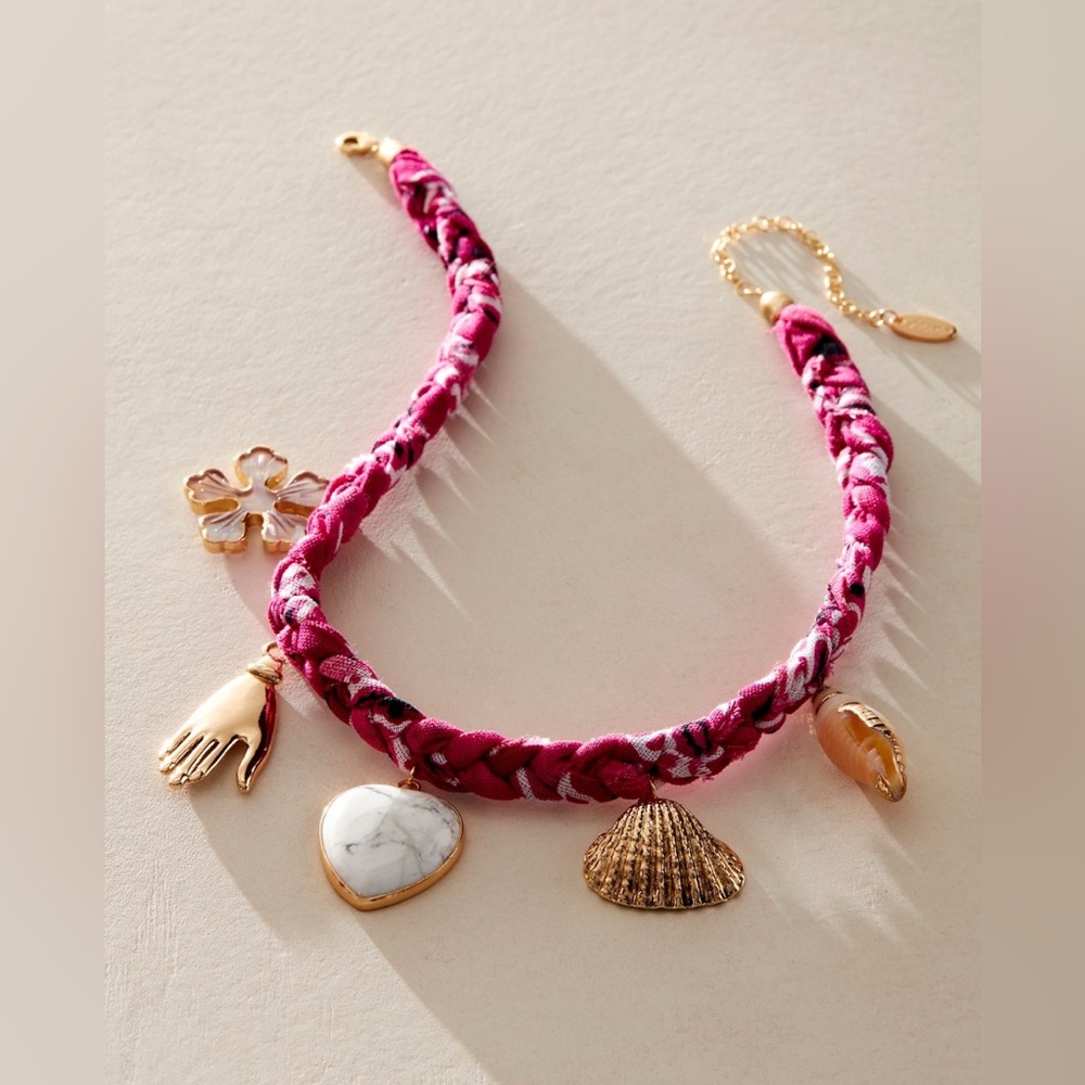 NWT Free People Sky Charm Necklace in pink and rose